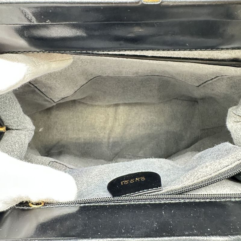 Gucci 000-781 Handbag Black Leather Bamboo Women Men Vintage Fashion  Gift