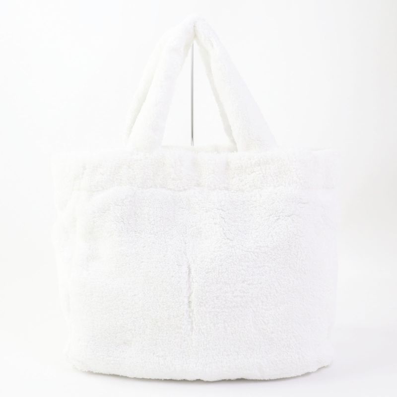 Prada 1bg130 Spugna Bianco NERO Terry Tote Bag White Black TU Storage With Bag