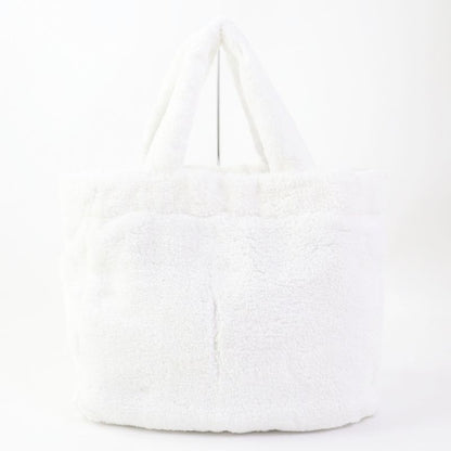 Prada 1bg130 Spugna Bianco NERO Terry Tote Bag White Black TU Storage With Bag