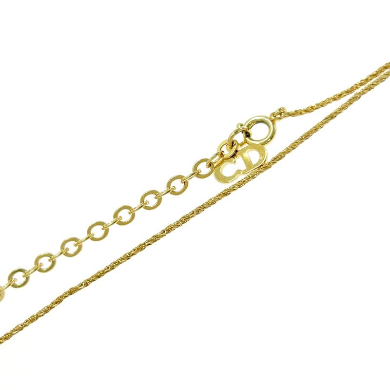 Christian Dior GP Rhinestone Faux Pearl Necklace Gold 409127 Necklace