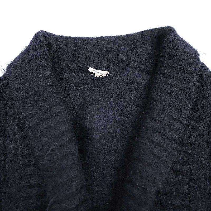 Hermes Mohair Knit Gown Coat Black 40
