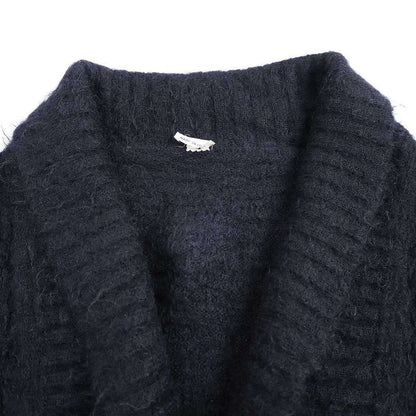 Hermes Mohair Knit Gown Coat Black 40