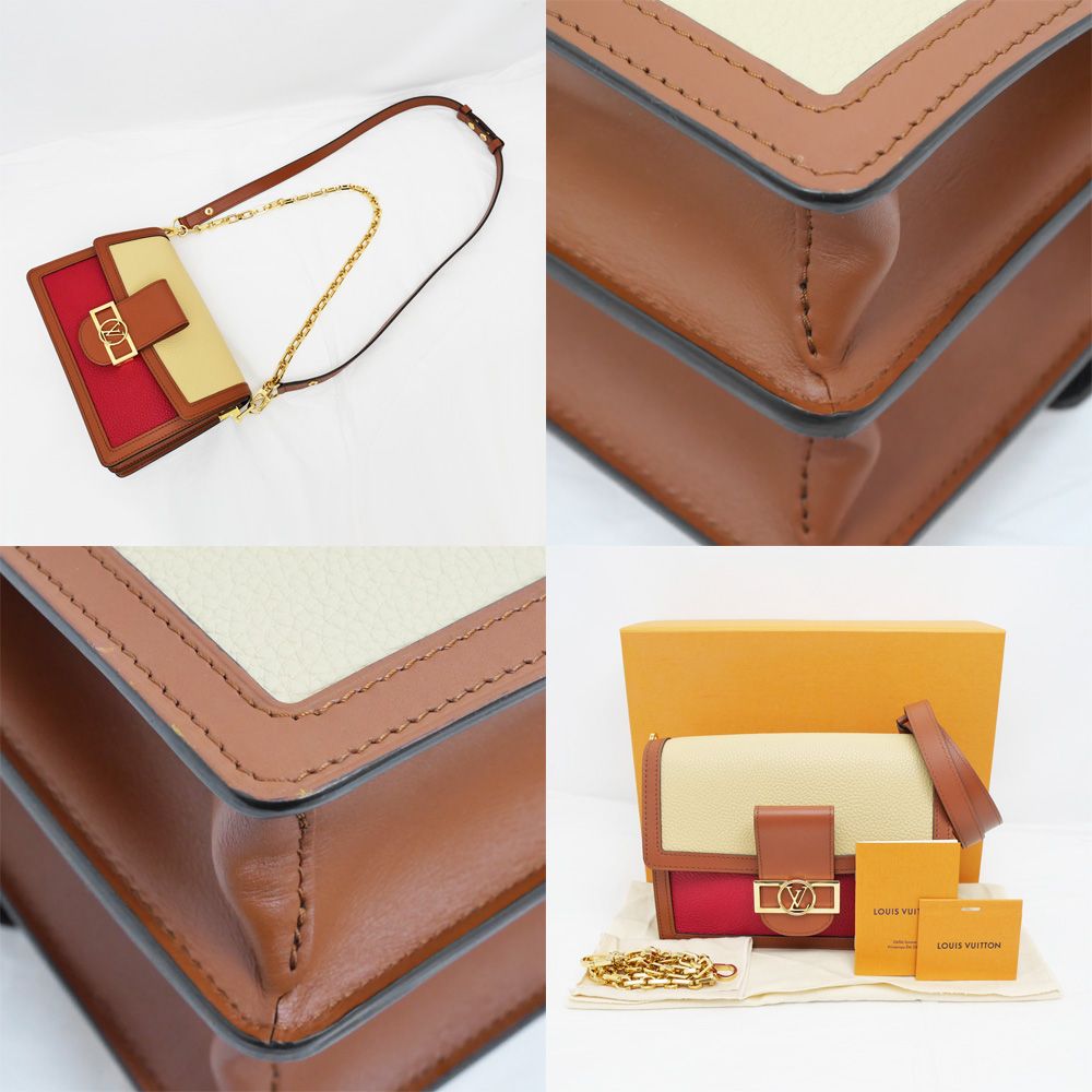 Louis Vuitton Dauphine MM Panama Scarlet Shoulder Bag Taurillon Leather