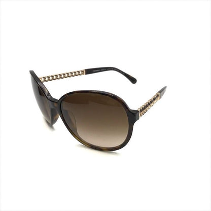 Chanel CC Logo Sunglasses Eyewear Tortoiseshell Pattern Chain Motif Brown