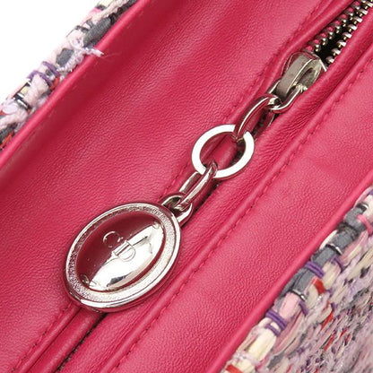 Christian Dior 2way Bag Lady Dior Medium Bag Tweed Pinkish Silver Hardware