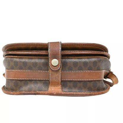 Celine Old Celine Shoulder Bag Macadam Pattern Brown Leather 04bs139