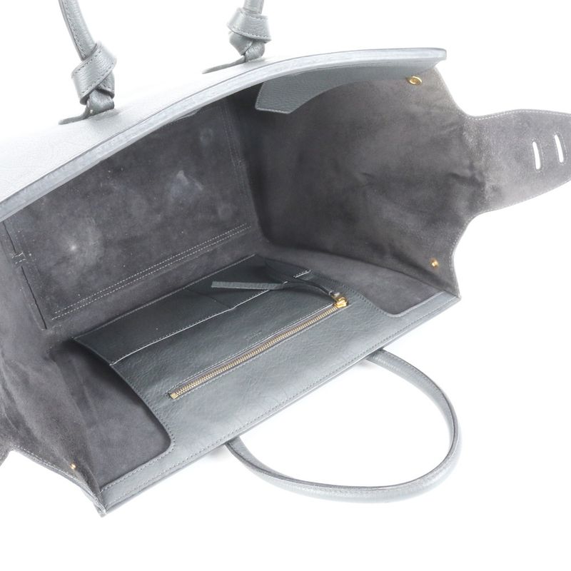 Celine Tie Bag Leather Tote Bag Shoulder Hand Gray Women's ERE Cw53-2