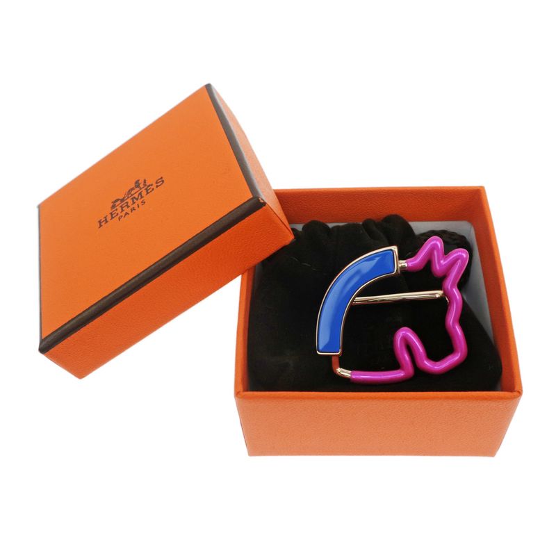 Hermes Scarf Ring Cheval Neon Cheval Pink Purple Blue Gold Hardware