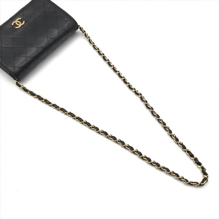 Chanel Quilted Lambskin CC Logo Push Lock Shoulder Bag Black