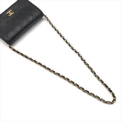 Chanel Quilted Lambskin CC Logo Push Lock Shoulder Bag Black