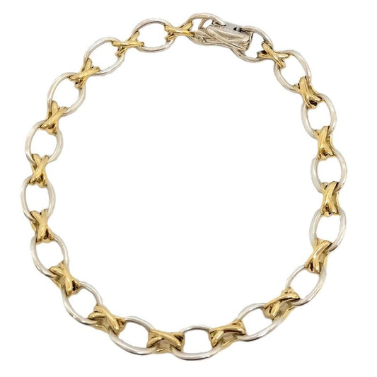 Tiffany & Co Tiffany & Co Cross Link Bracelet Sv925 151g 18K Yellow Gold Silver