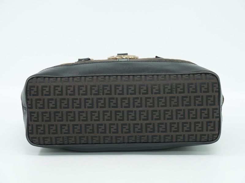 Authentic Fendi Zucchino Handbag Canvas Brown 8bn020 Zucchino Bag Pre-owned