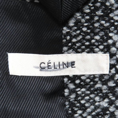 Celine 2 8W82 253C Phoebe Period Double Breasted Tweed Long Coat Greyish 34