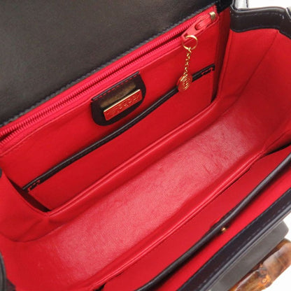 Gucci Bamboo Leather Navy 000 46 0188 2WAY Handbag Bag Navy Blue 0043 Gucci