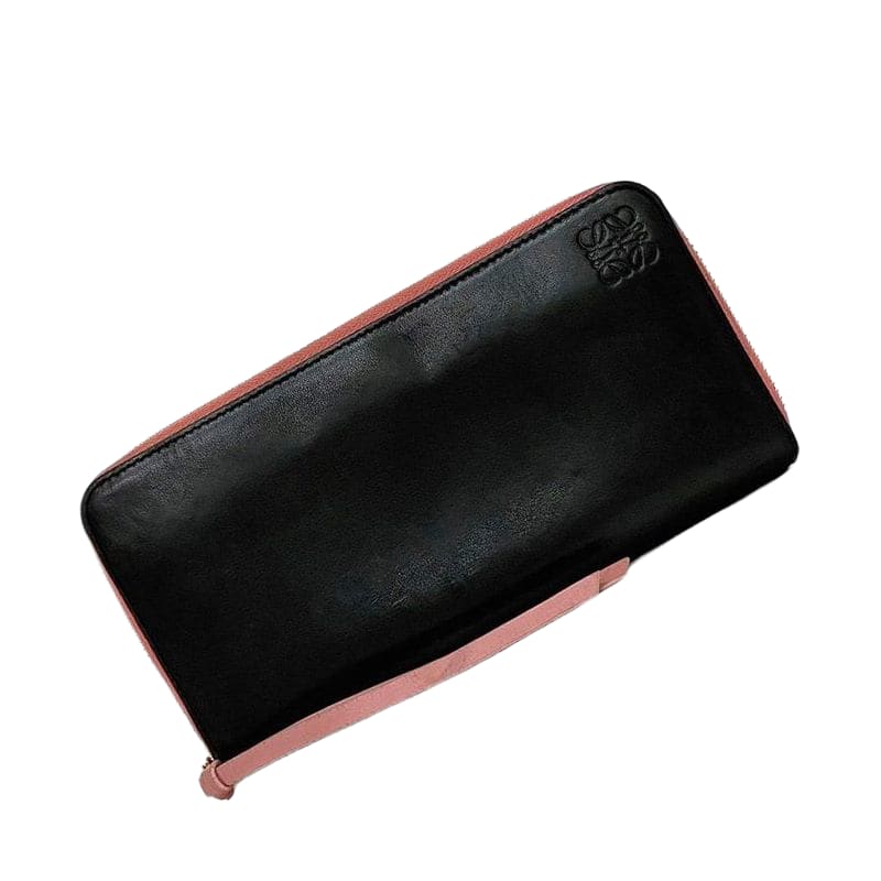 Loewe Round Zipper Long Wallet Black Pink Anagram Excellent Condition Wallet