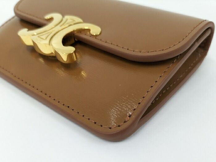 Celine Triomphe Card Case Leather Brown