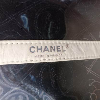 Chanel Coco Mark Camellia Vinyl Basket Black And White PVC Coated Canvas A57637