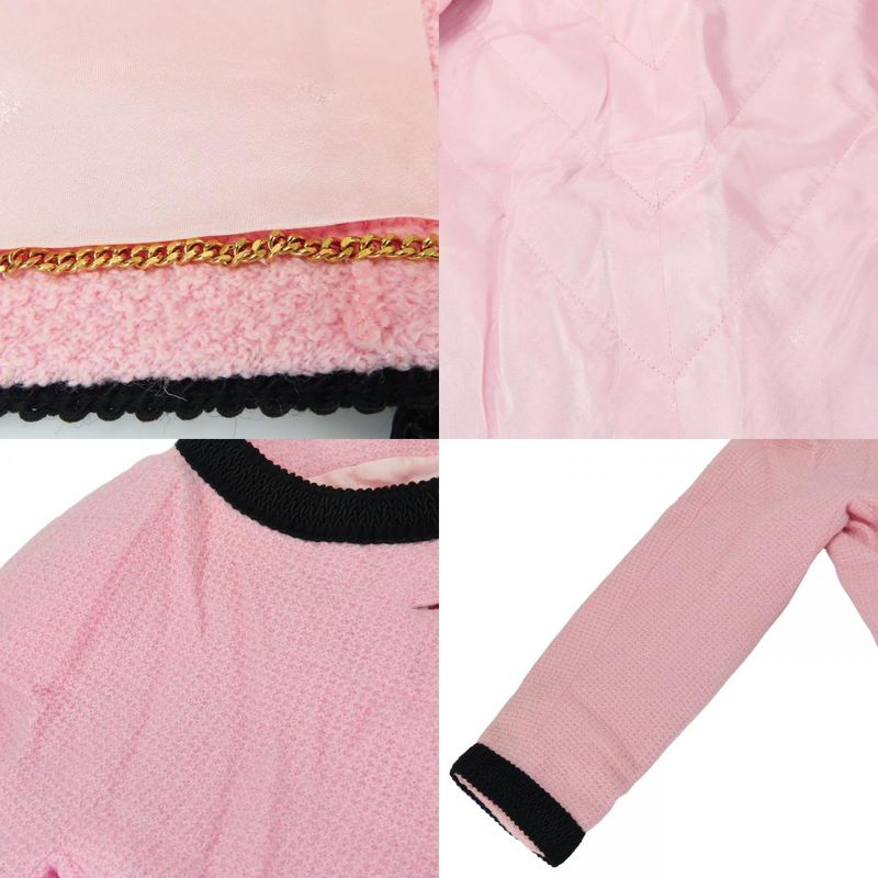 Chanel Setup 36 Wool Silk Pink Black Bicolor Coco Button Apparel Women Ladies