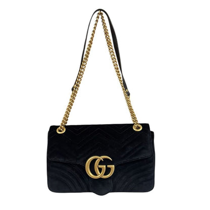 Gucci GG Marmont Shoulder Bag Velour 443496 Black Ladies Gucci  Gucci