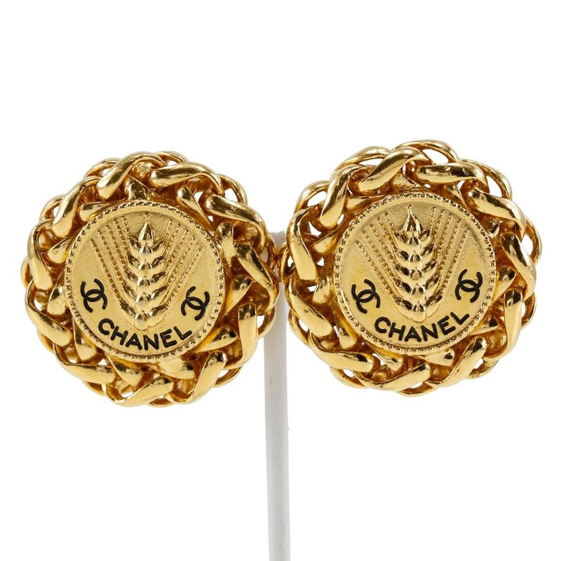 Chanel Coco Mark Logo Vintage Gold Plated 23 Ladies 50.0g Earring
