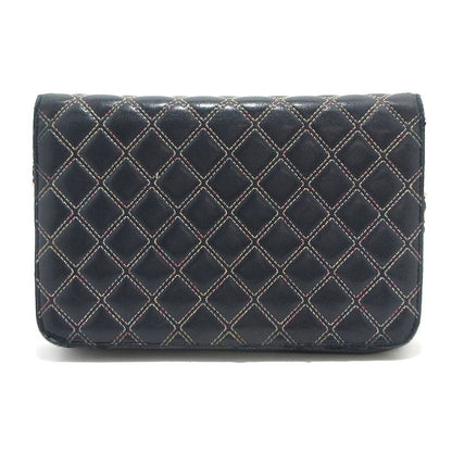 Chanel Wallet Matelasse /double Stitched Dark Navy And Pink Silver Hardware /