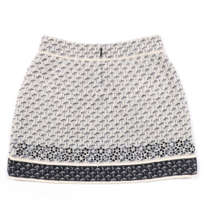 CHANEL P39241k02786 Mohair Silk Cashmere Coco Button Knit Miniskirt Grayish 36