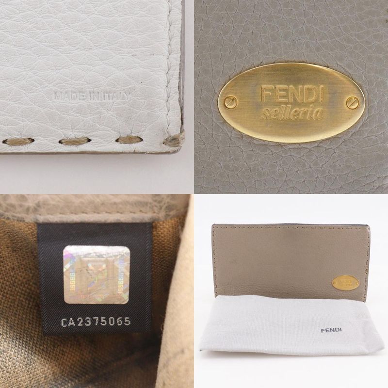 Fendi Selleria W Hook Bi-fold 8m0144 Leather Gray Ladies Long Wallet