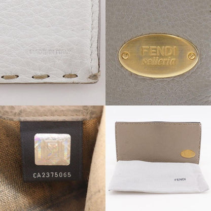 Fendi Selleria W Hook Bi-fold 8m0144 Leather Gray Ladies Long Wallet