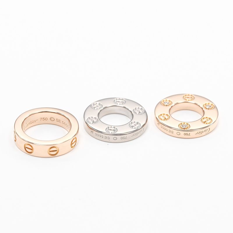 Cartier Love Three Hoops 18K Pink Gold X 18K White Gold X Diamonds Ladies 8.8g