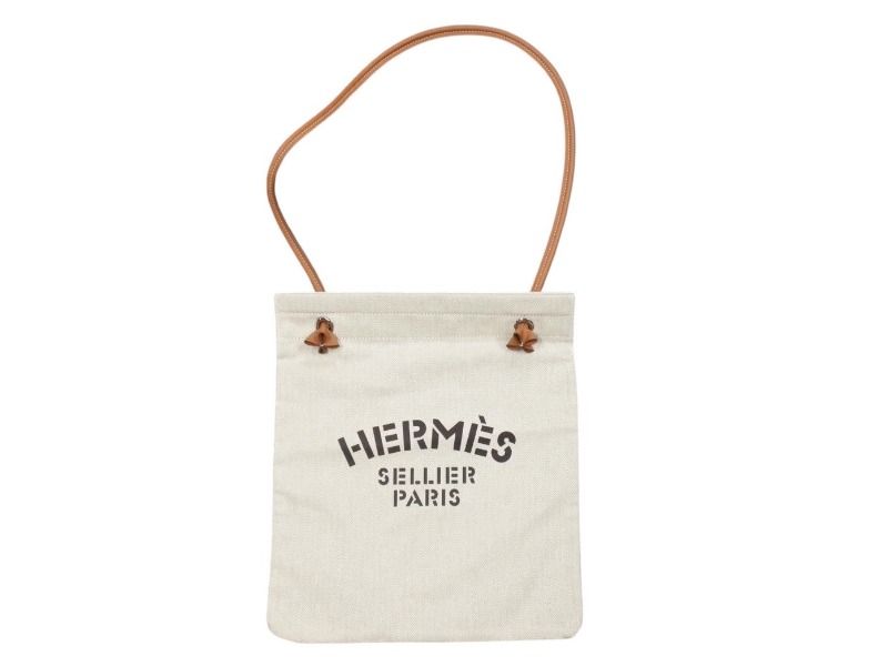 Hermes Aline MM Shoulder Bag H Plume Canvas Ivory Brown