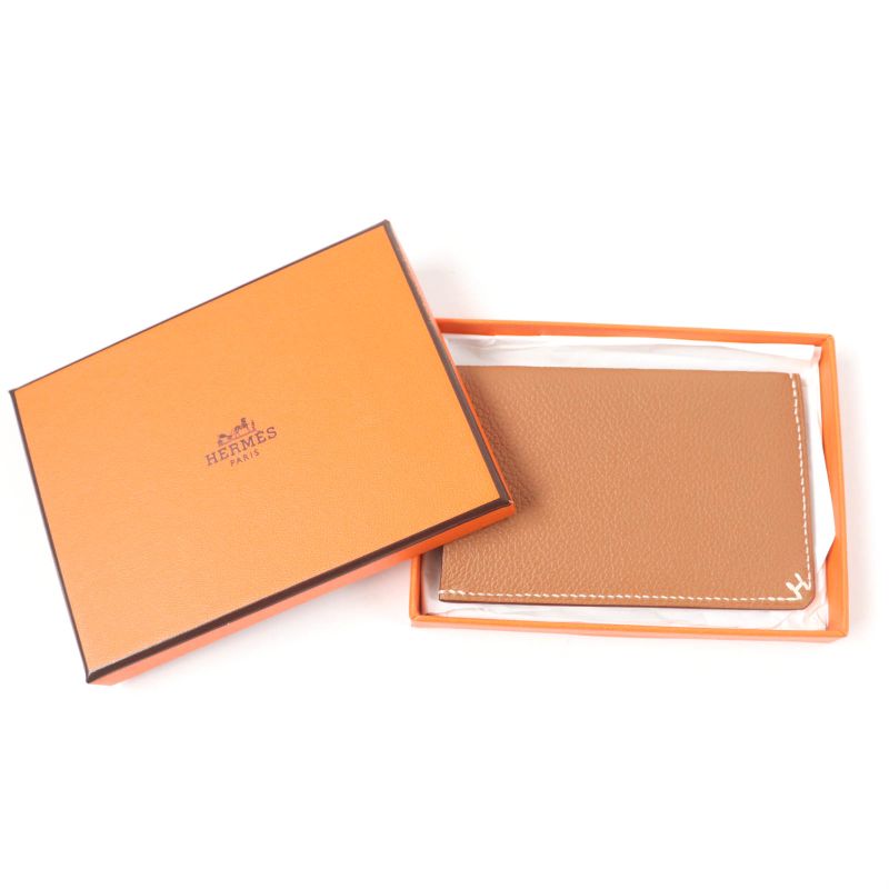 Hermes H Serie Gold Vaux Evercolor Card Case Passcase W Engraved With Box Made