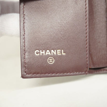 Chanel Trifold Wallet Matelasse Caviar Skin Black Chien Pan Gold Hardware Women