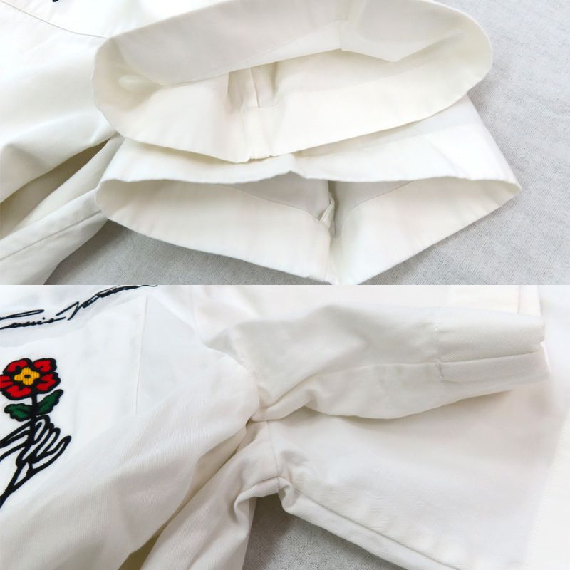 Louis Vuitton Short Sleeve Cotton Shirt 1afjdl S White Flower Pont