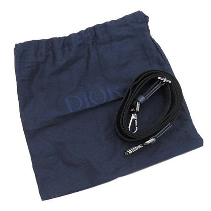 Christian Dior 2way Bag Micro Pouch Canvas Leather Navy Silver Hardware Navy