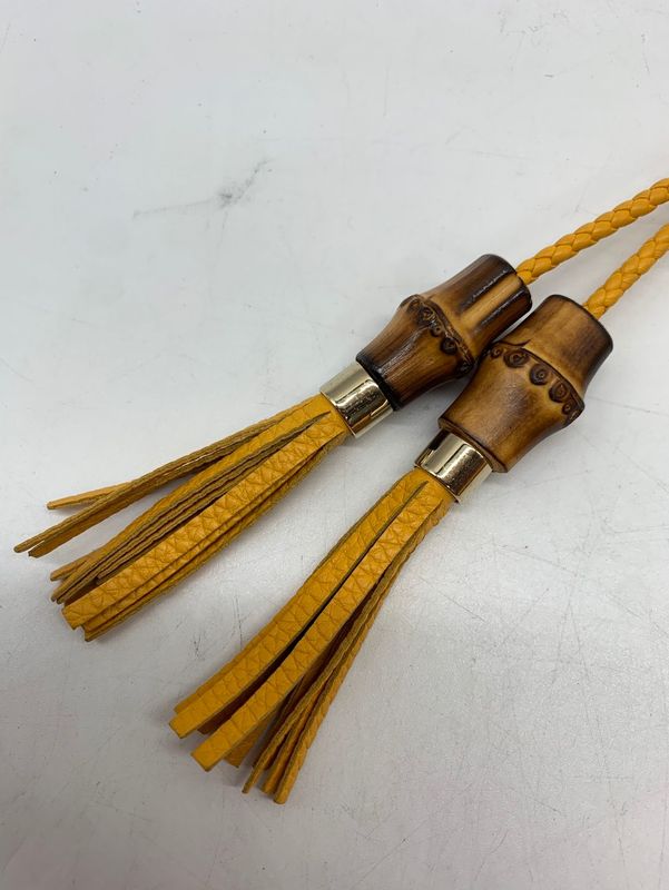 1573 Gucci Clutch Bag 376858 Yellow Fringe Bamboo Preowned Second Bag