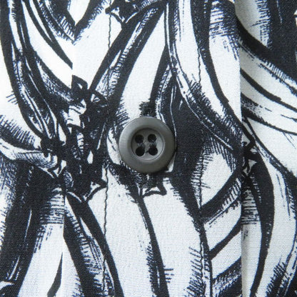 Prada 18AW P491c 100% Silk 100% Banana Allover Print Long Sleeve Shirt Black