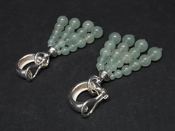 RARE Tiffany & Co Tiffany & Co Sv925 Jade Natural Stone Clip-on Earrings