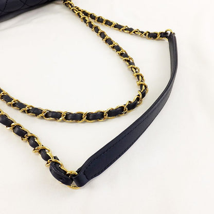 Chanel Matelasse Mademoiselle Chain Shoulder Bag Navy Gold Hardware