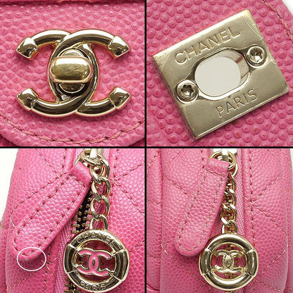 Chanel Mini Matelasse Chain Shoulder Caviar Skin Coco Mark Pink