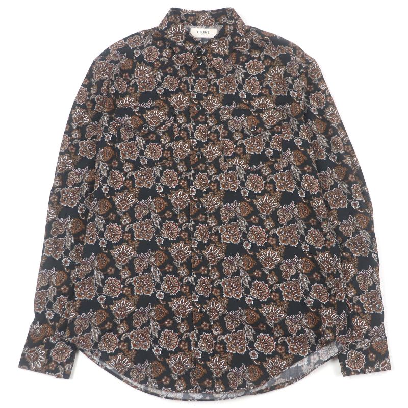 Celine 20AW 2c143428k Paisley Allover Long Sleeve Long Sleeve Shirt Black 38