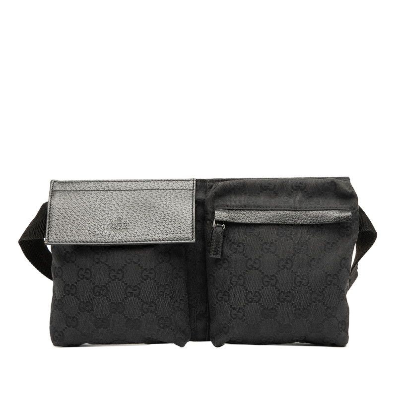 Gucci GG Canvas Waist Bag Body Bag 28566 Black Canvas Leather Men's Gucci