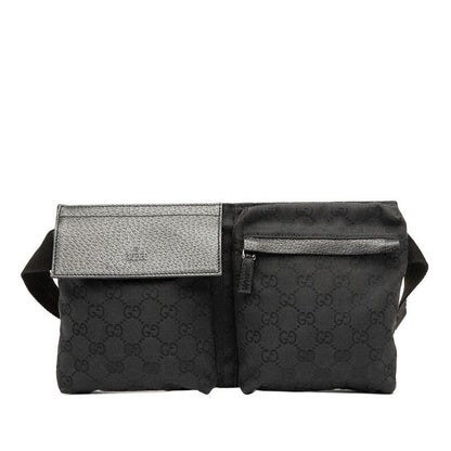 Gucci GG Canvas Waist Bag Body Bag 28566 Black Canvas Leather Men's Gucci