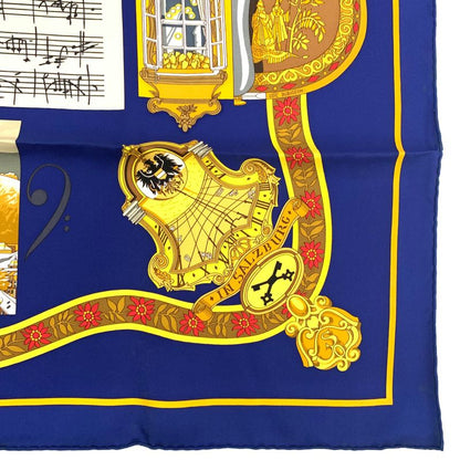 Grade Hermes Carre 90 In Salzburg Scarf 100% Silk Royal Blue