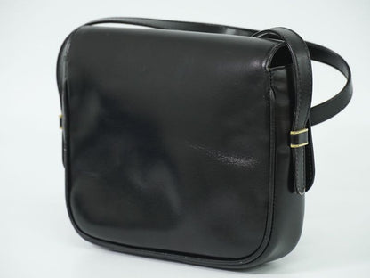 Authentic Celine Carriage Hardware Shoulder Bag Pochette Leather Black Bag