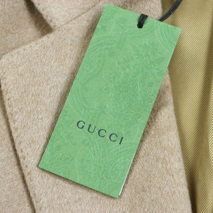  Gucci 23AW 753089 100% Camel Hair City Label Logo Buttons Single Chester Coat
