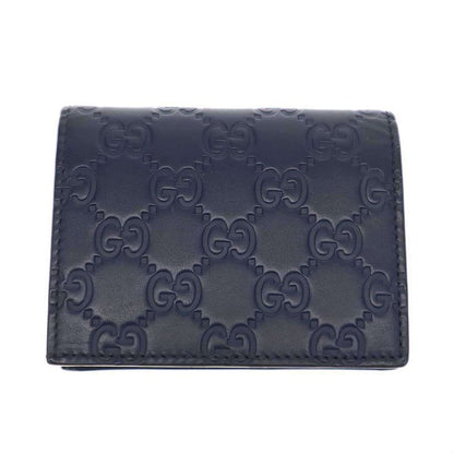 Gucci Striped Leather Compact Wallet 410120 Navy
