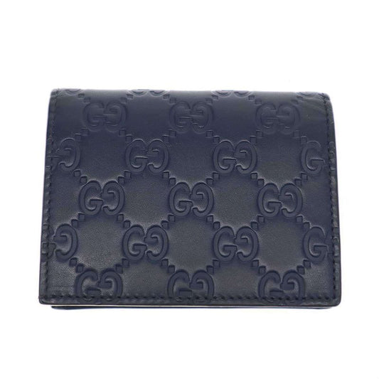 Gucci Striped Leather Compact Wallet 410120 Navy