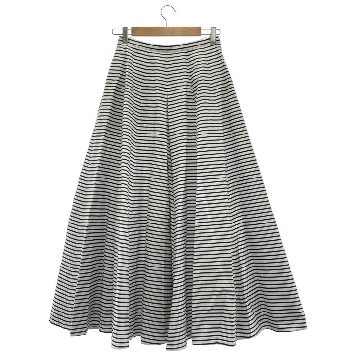 Chanel P72564v64384 Coco Mark Button Striped Skirt Women White And Navy 38