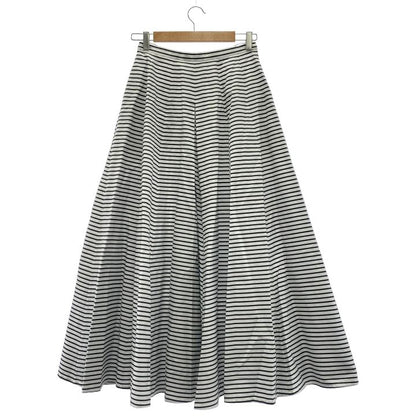 Chanel P72564v64384 Coco Mark Button Striped Skirt Women White And Navy 38