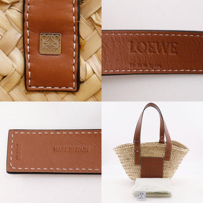 Loewe Basket Bag Small Basket Bag Raffia And Leather Brown Women Tote Bag